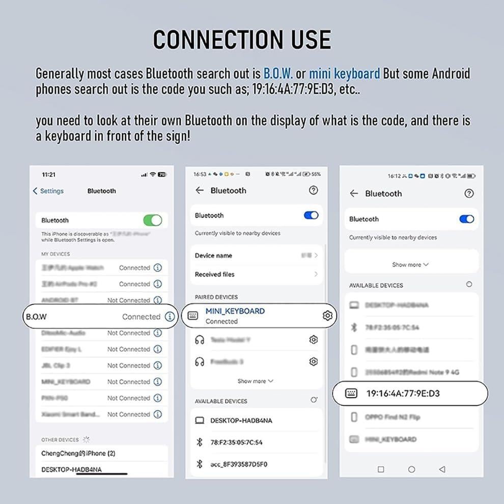 Teclado Bluetooth Plegable JOMAA Silencioso Recargable Negro
