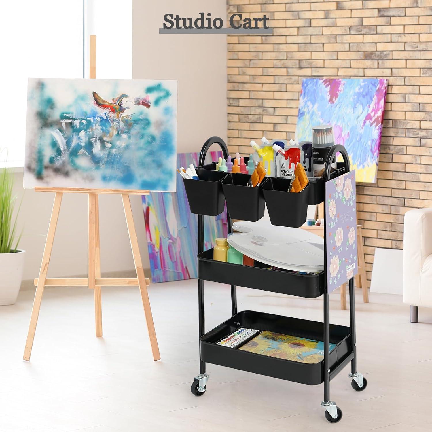 Carro Rodante de 3 Niveles Danpinera - Almacenamiento Metálico Negro