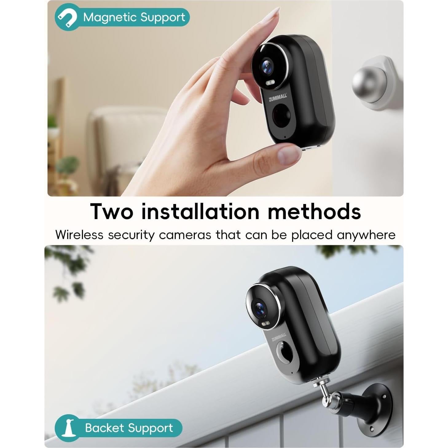 Cámaras de Seguridad Inalámbricas ZUMIMALL 2K para Exterior - 4 Paquetes