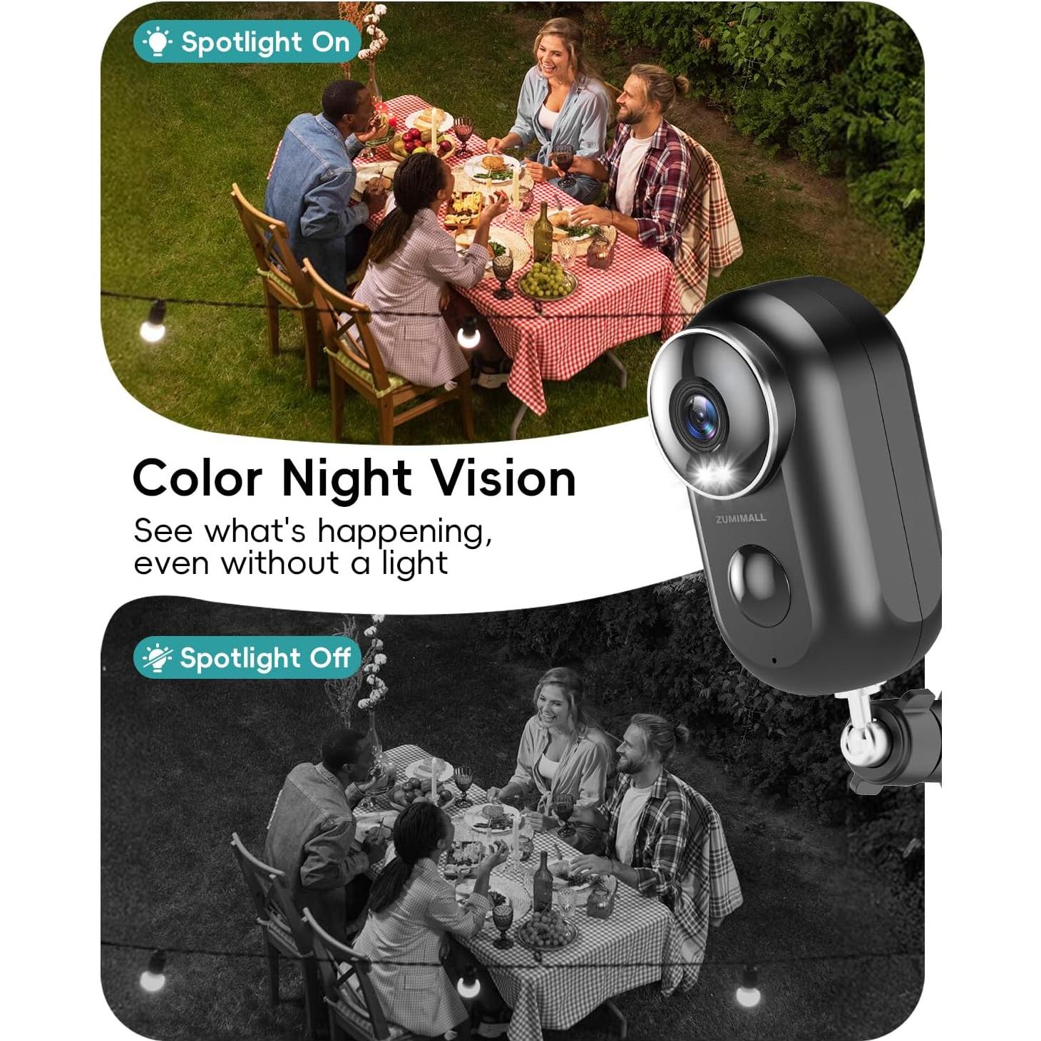 Cámaras de Seguridad Inalámbricas ZUMIMALL 2K para Exterior - 4 Paquetes