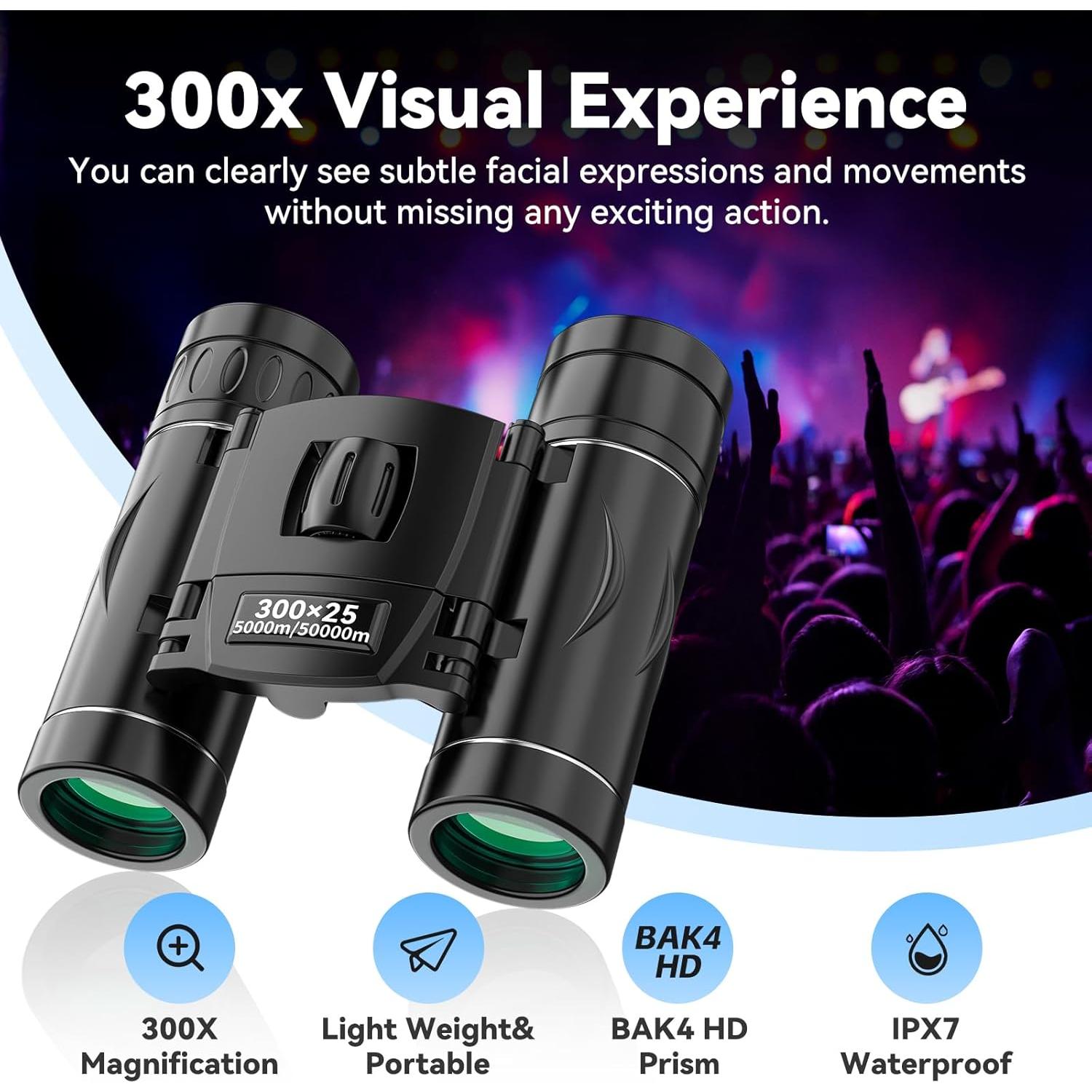 Binoculares JIVCOK 300x25 Compactos para Adultos y Niños