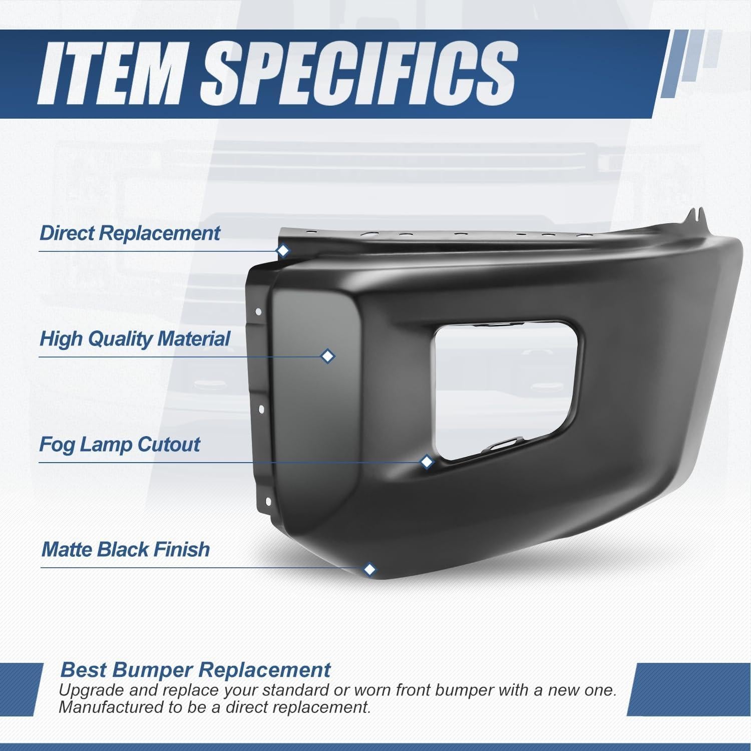 Extremo de Parachoques Frontal Auto Dynasty Toyota Tundra 2014-2021 Izquierdo Negro Mate