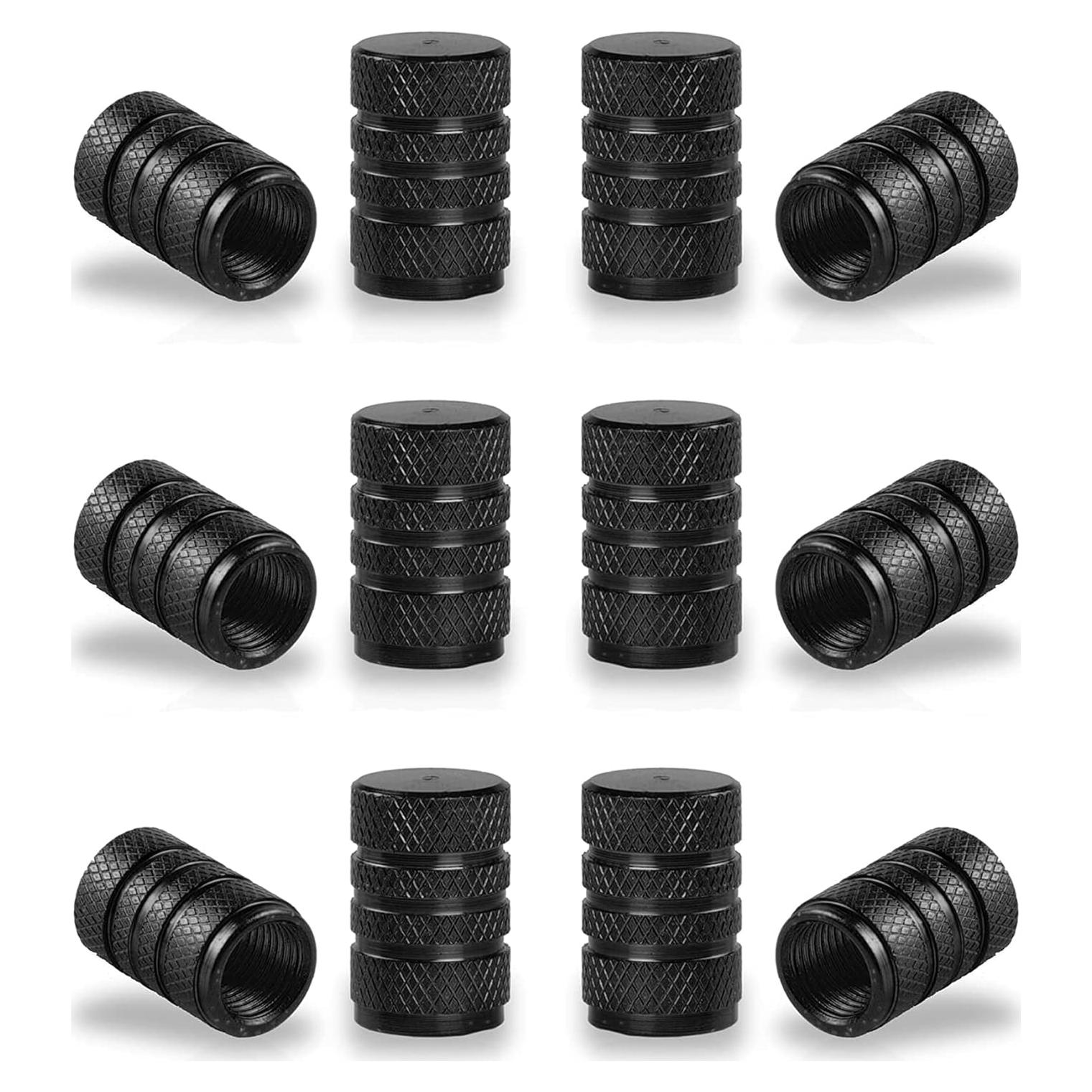 Tapones de Válvula de Neumático SINGARO 12 Piezas Aluminio Negro