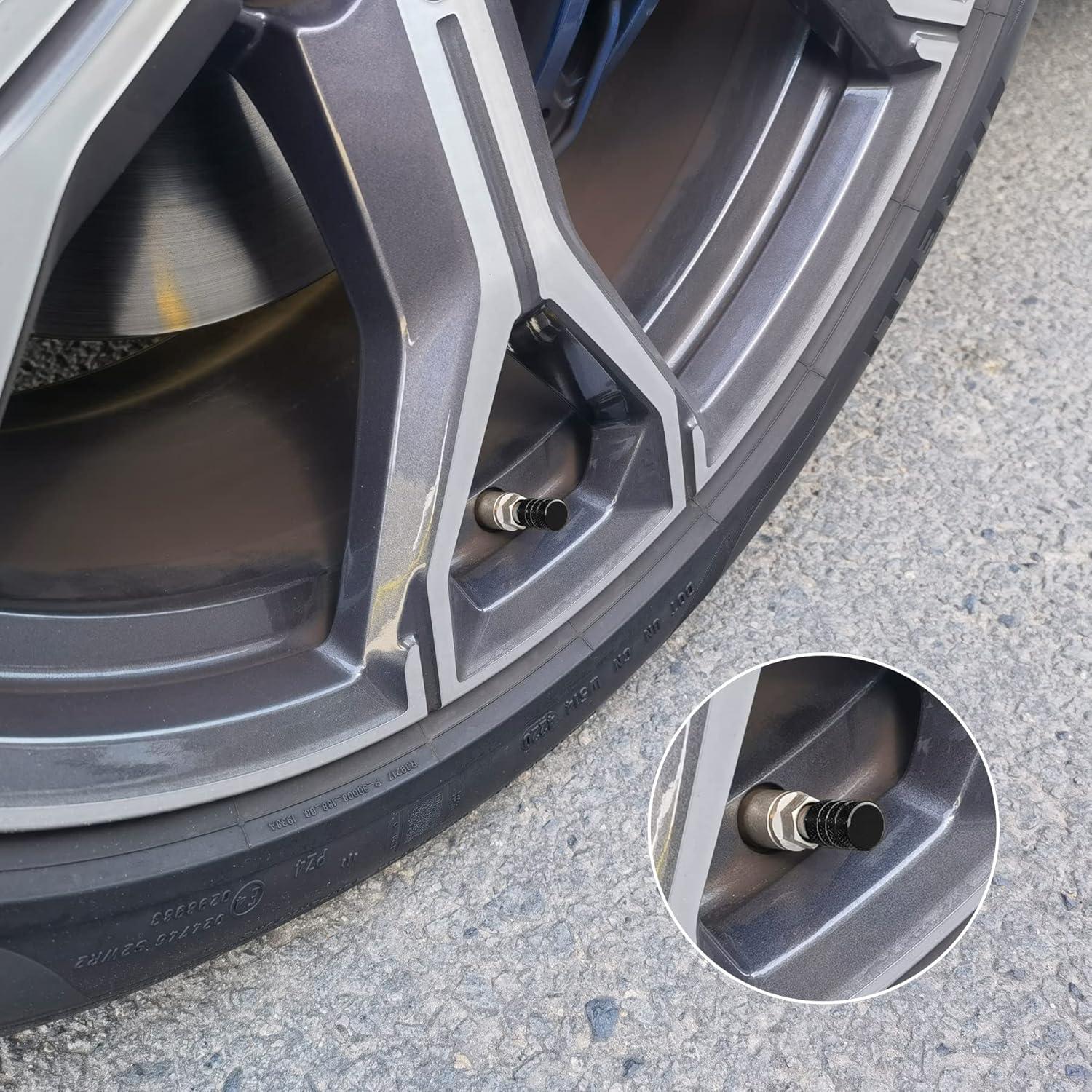 Tapones de Válvula de Neumático SINGARO 12 Piezas Aluminio Negro