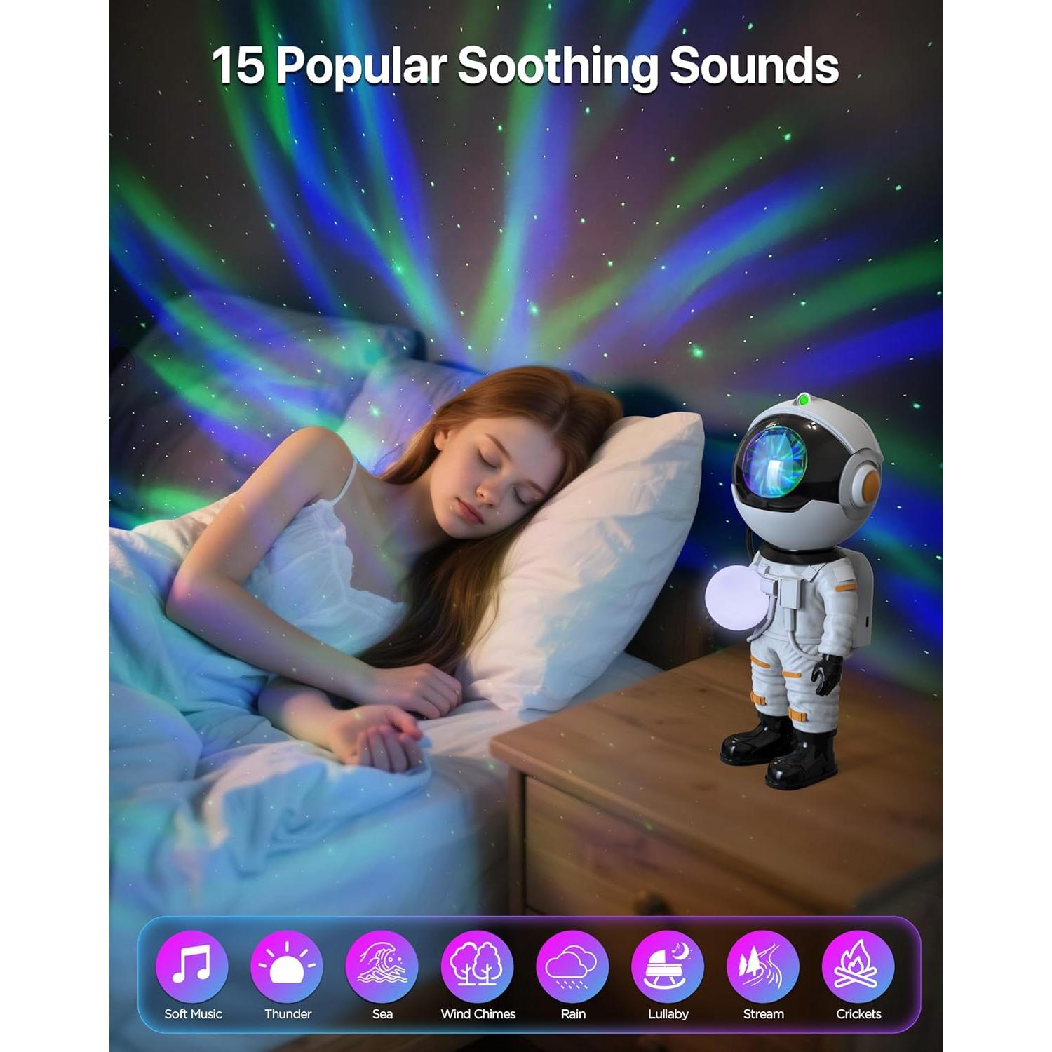 Proyector Galáctico Astronauta Rossetta Luz Nocturna Bluetooth