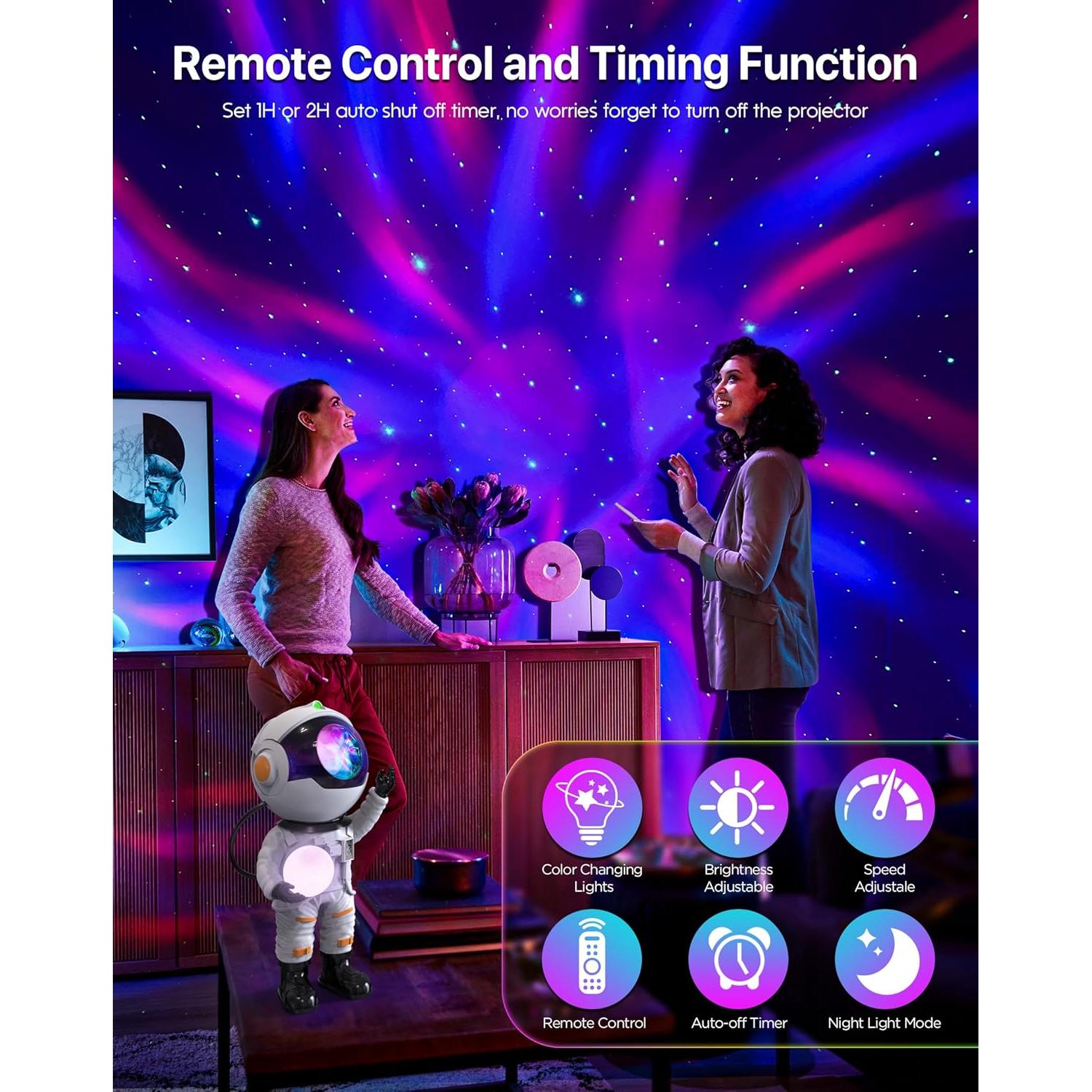 Proyector Galáctico Astronauta Rossetta Luz Nocturna Bluetooth