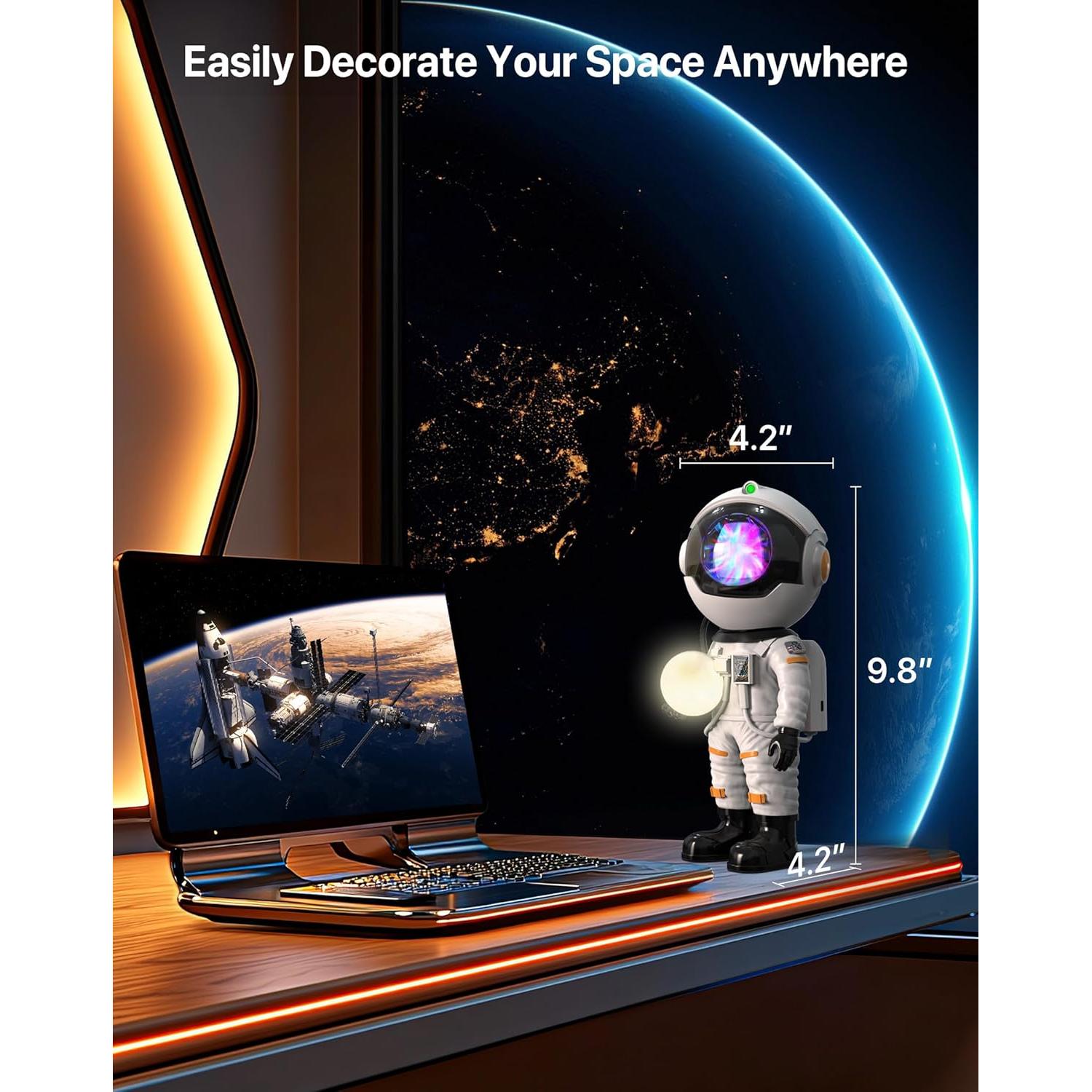 Proyector Galáctico Astronauta Rossetta Luz Nocturna Bluetooth