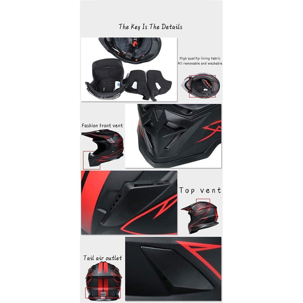 Casco de Motocross TRIPERSON Dirt Bike Negro Pequeño DOT