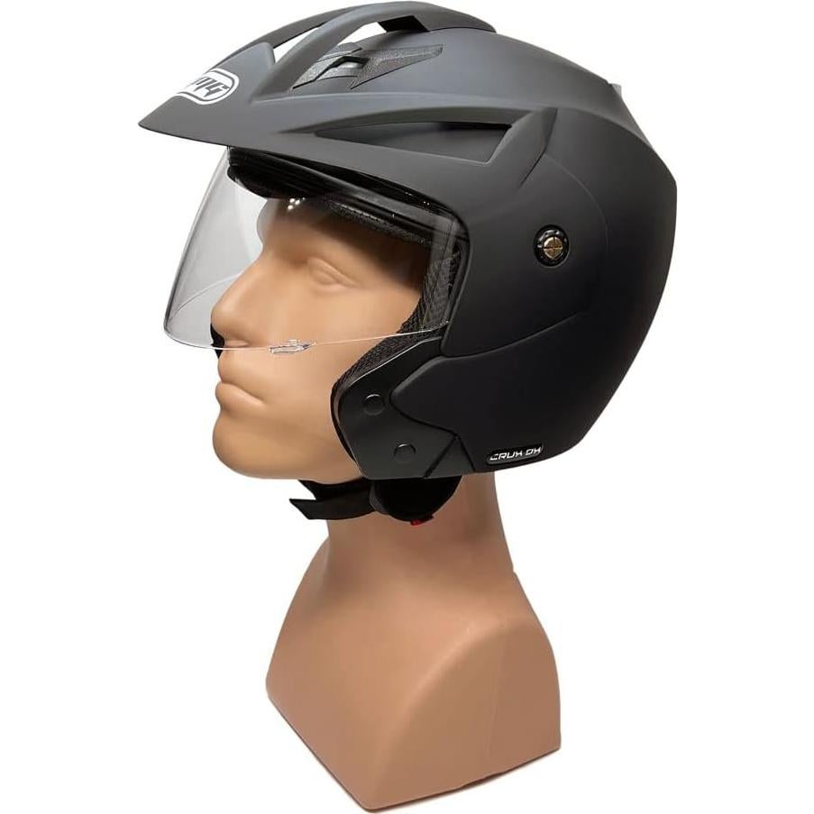 Casco Abierto MMG CRUX Mediano Negro Mate Aprobado DOT