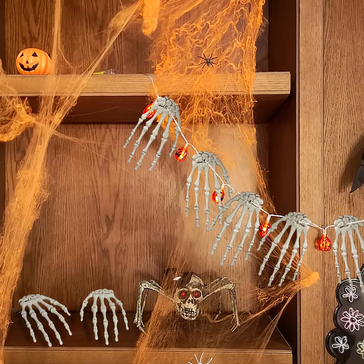 XONOR 10 Pares Manos Esqueléticas de Plástico Halloween 39.37cm