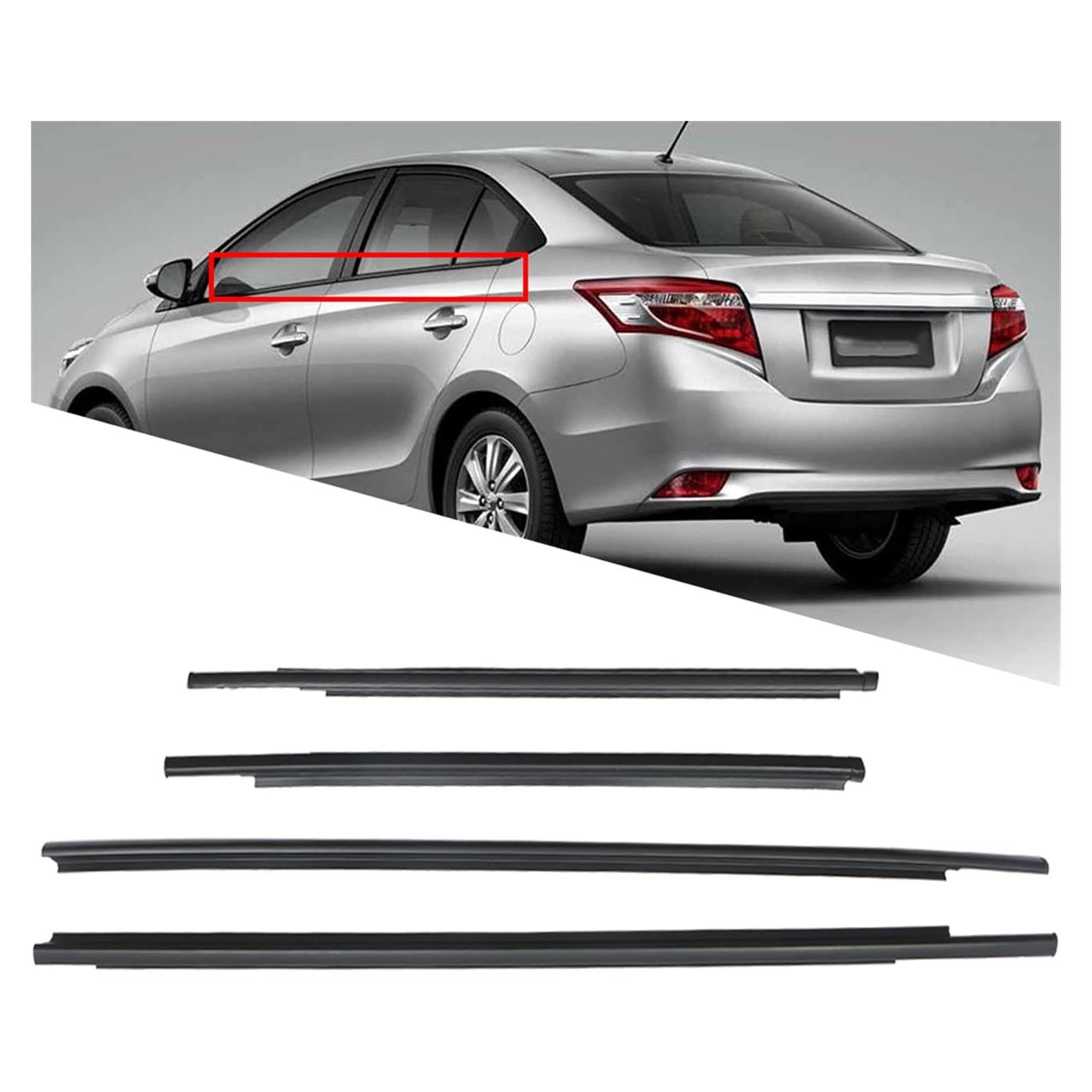 Burlete de Ventana Exterior Munirater Negro para Yaris 2007-2016