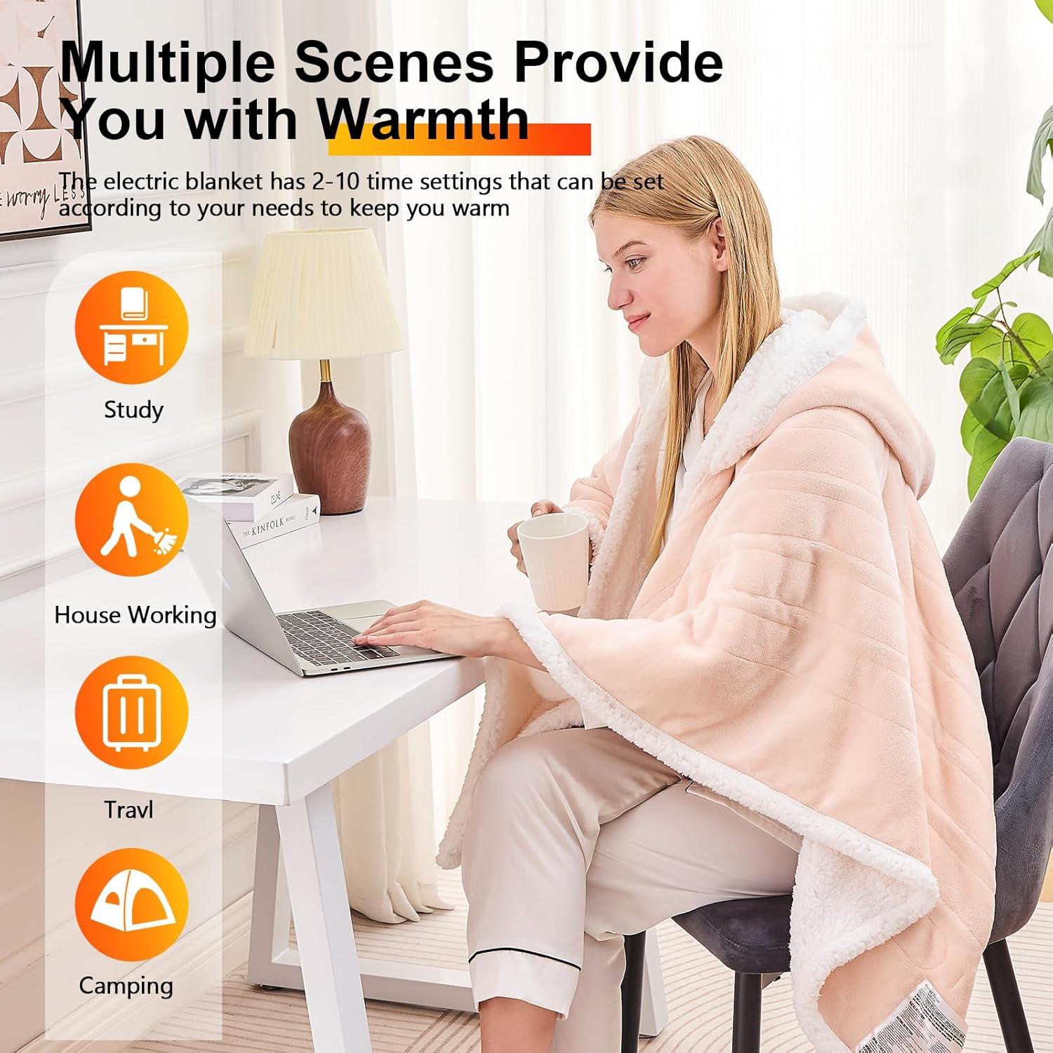 Manta Térmica Eléctrica Greenoak Rosa 127x152 cm con Capucha