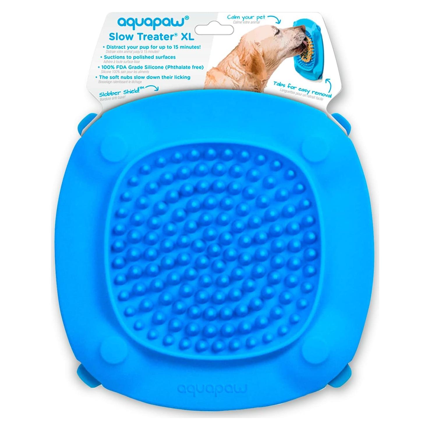 Aquapaw Premium XL Licking Mat with Suction Cups | Dog Must Haves - Non-Slip Slow Feeding Mat for Food, Treats & Peanut Butter | Bathing Supplies - Anxiety Relief & Boredom Reducer | Lick Pad - Blue