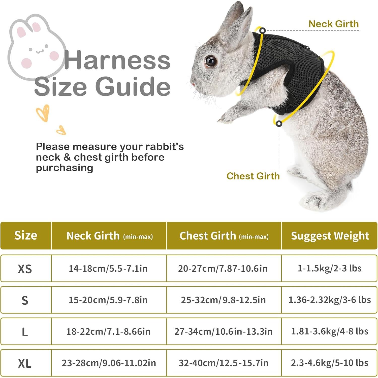 Arnés Ajustable para Conejo PETTOM con Correa Elástica Negro XS