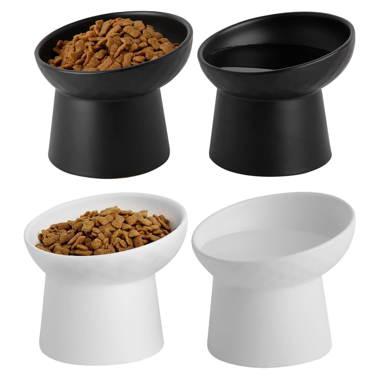 Cuencos Elevados para Gatos Kitchenlestar - 4 Pcs Cerámica