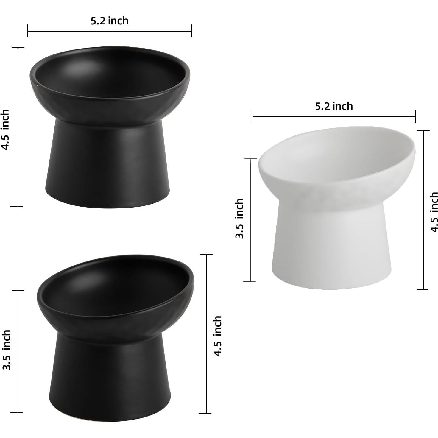Cuencos Elevados para Gatos Kitchenlestar - 4 Pcs Cerámica