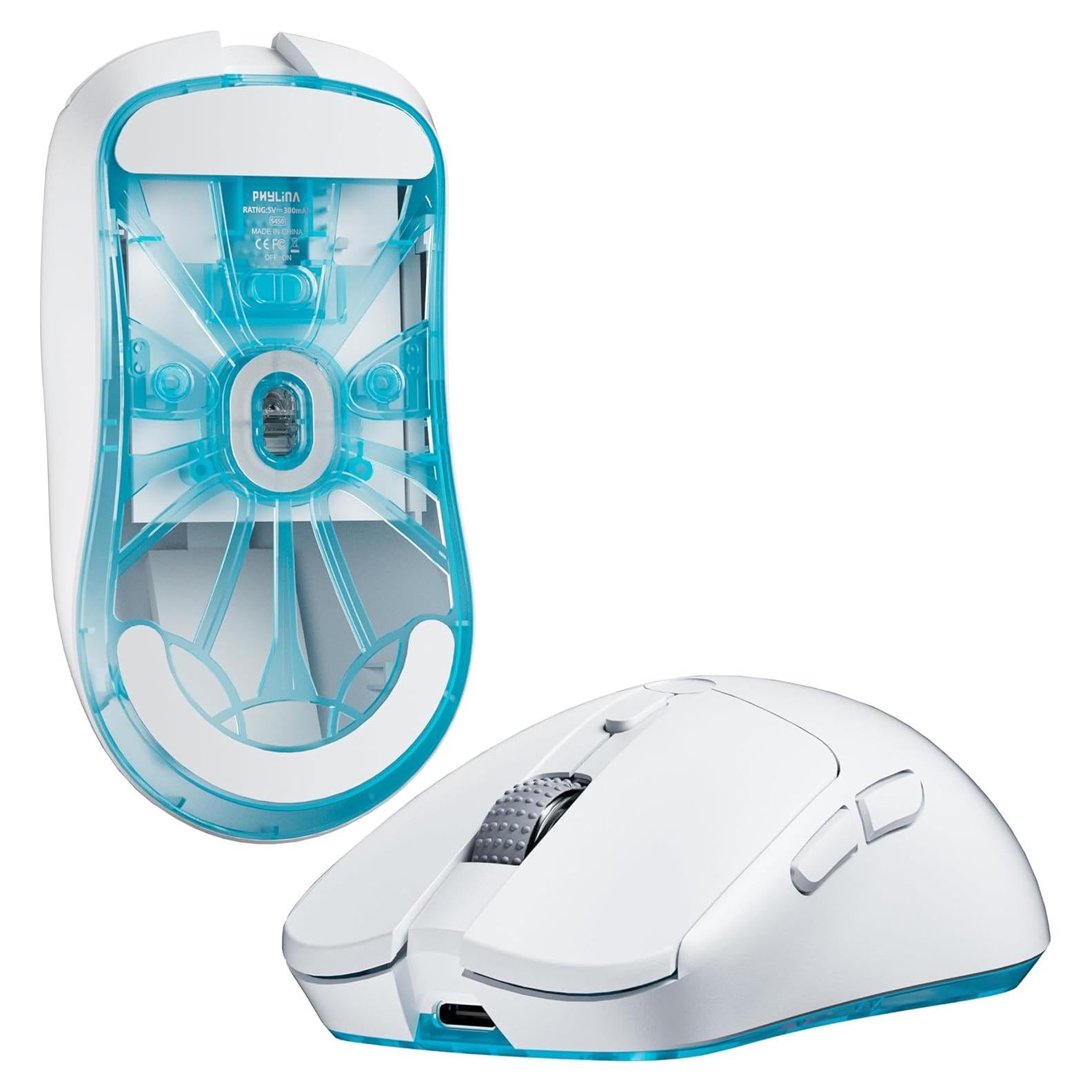 PHYLINA S450 Wireless Gaming Mouse 56g PAW3395 Ultra Lightweight 26000DPI Programmable 1000Hz USB-C Wired PC Mice 6 Buttons for Mac,Laptop,PC