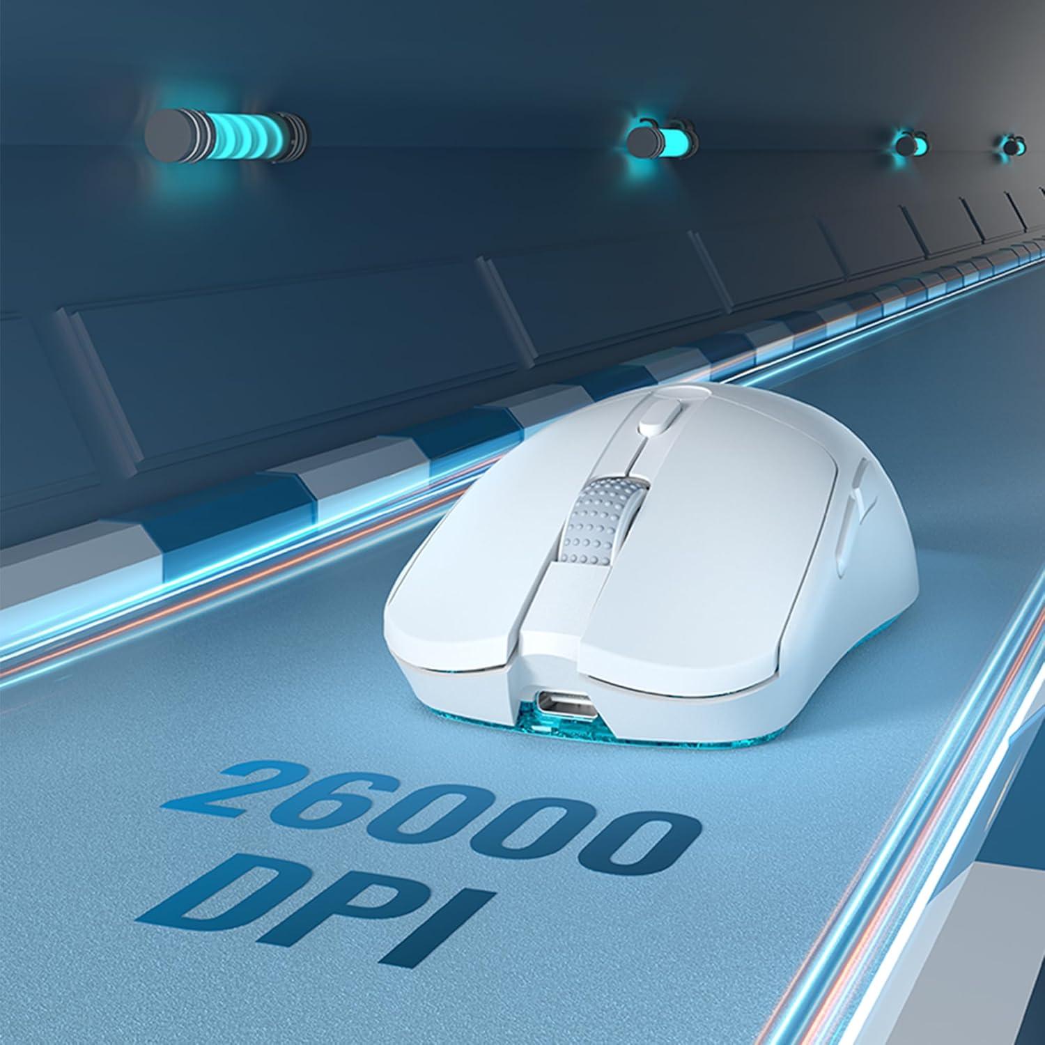 PHYLINA S450 Wireless Gaming Mouse 56g PAW3395 Ultra Lightweight 26000DPI Programmable 1000Hz USB-C Wired PC Mice 6 Buttons for Mac,Laptop,PC