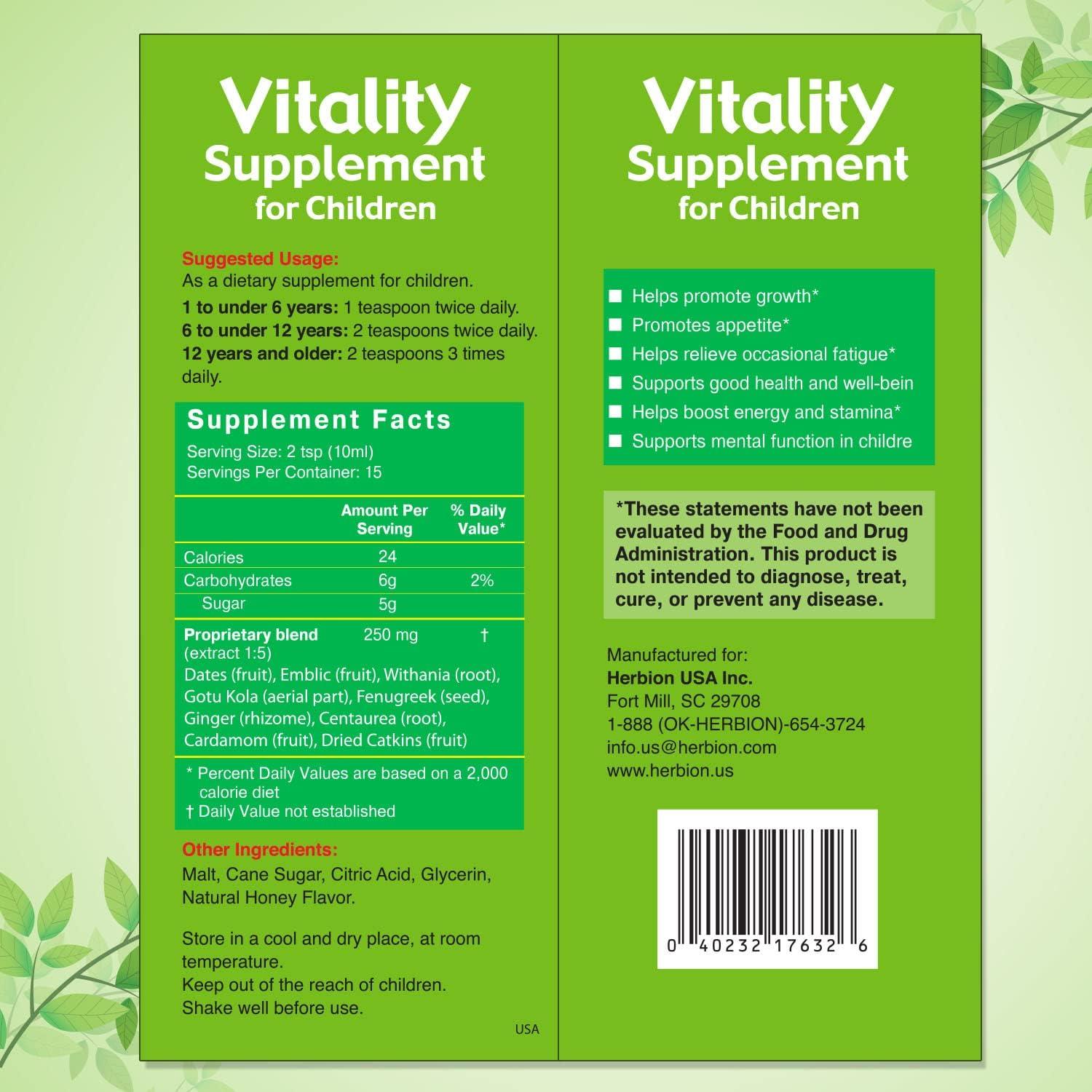 Suplemento de Vitalidad HERBION para Niños 24x6.23ml Crecimiento