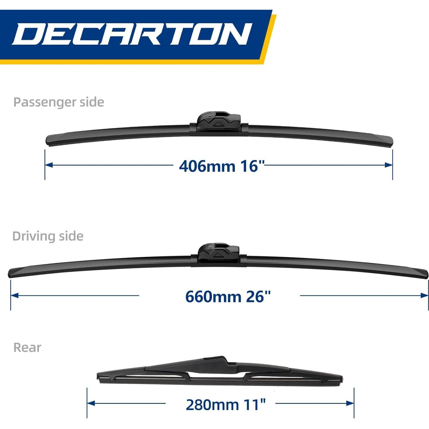 Juego de Limpiaparabrisas DECARTON para Hyundai Kona 2018-2023