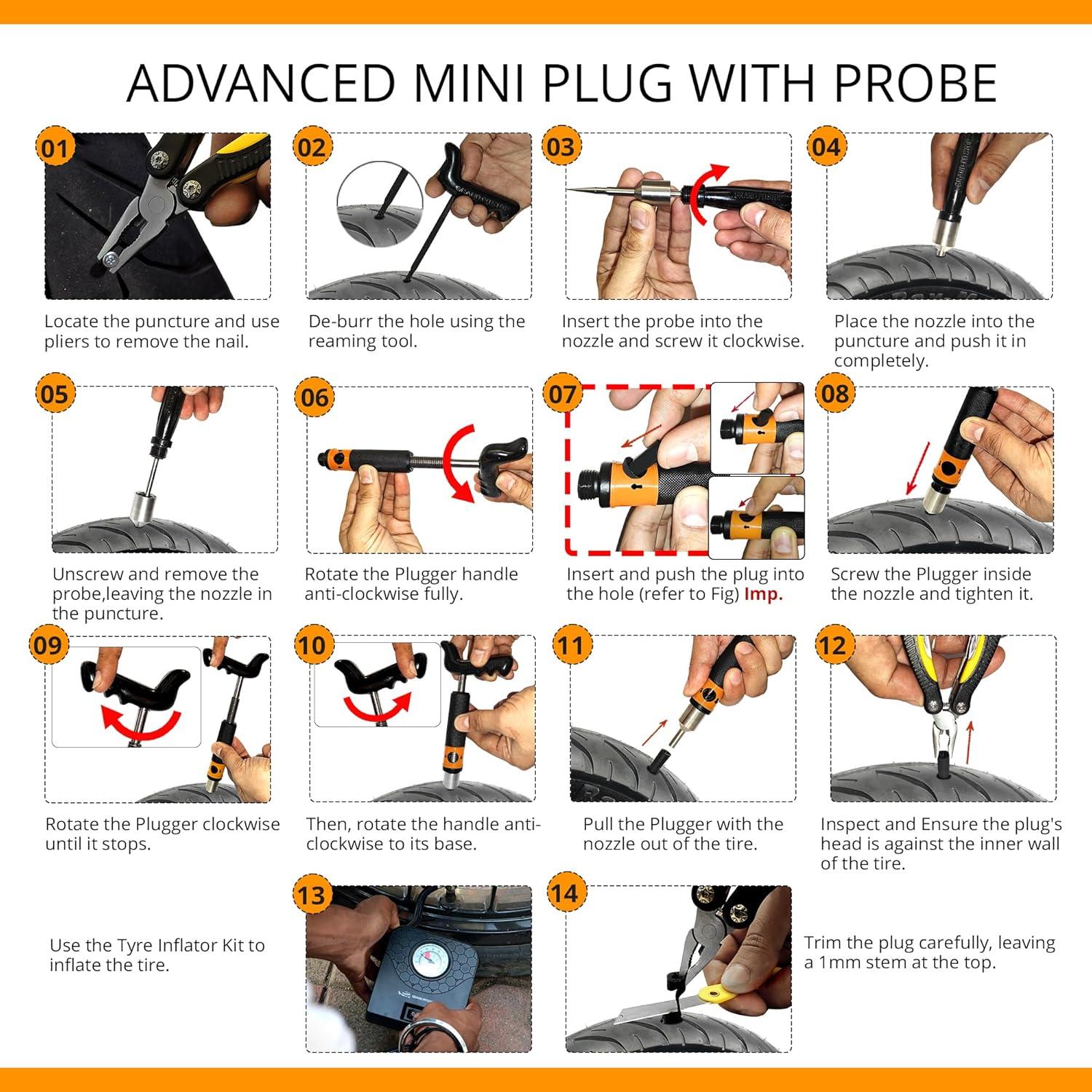 Kit de Reparación de Neumáticos Tubeless GRAND PITSTOP 21 Piezas