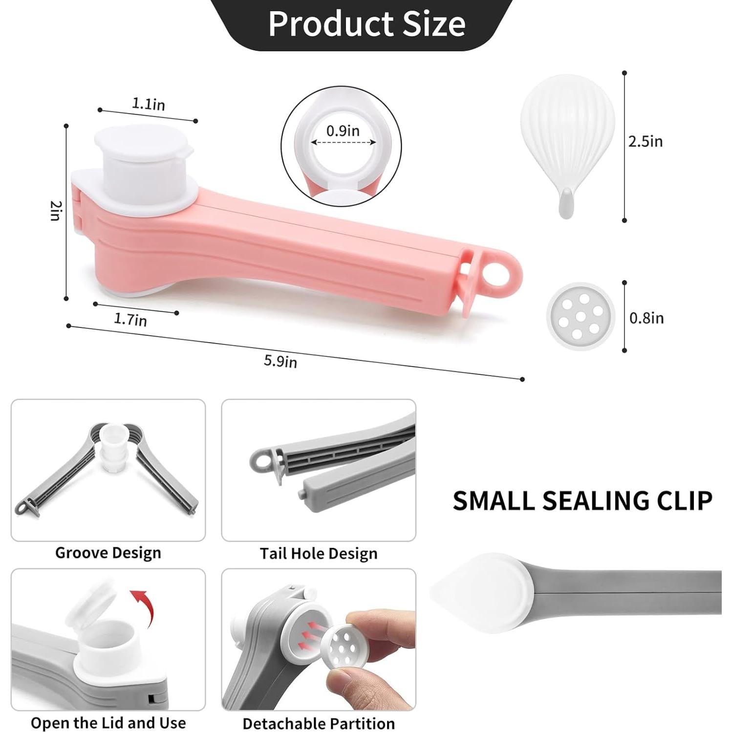 4 Clips de Sellado de Comida DEFORAGE con Boquilla - 108g