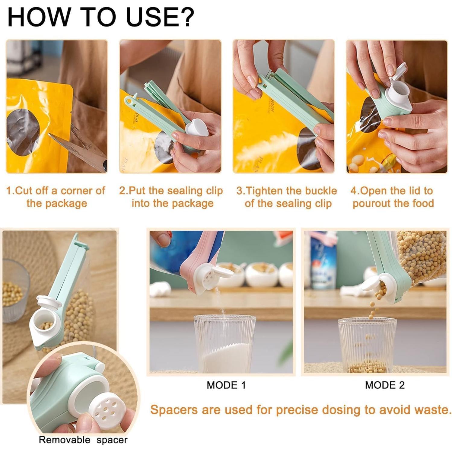 4 Clips de Sellado de Comida DEFORAGE con Boquilla - 108g