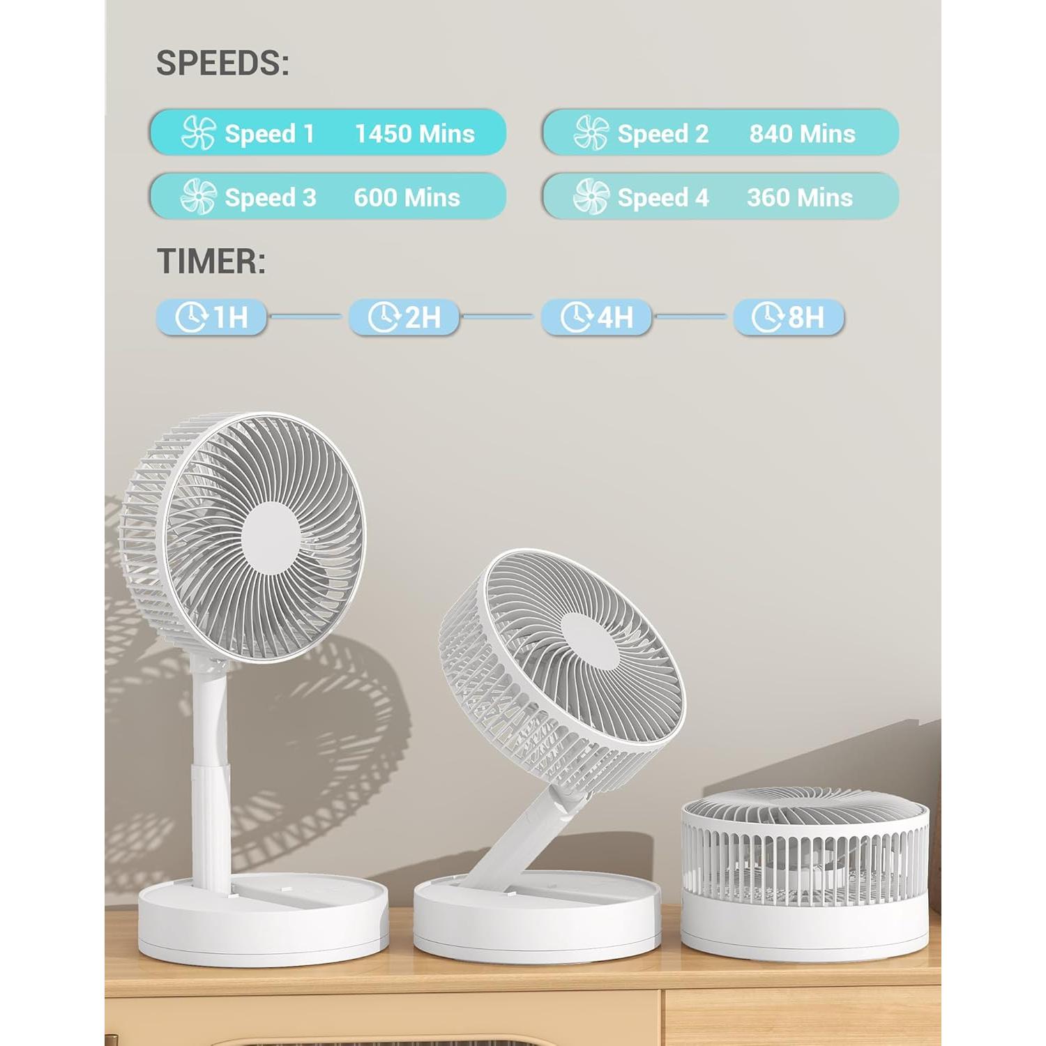 Ventilador Portátil KASYDoFF Oscilante 20 cm Recargable 5400mAh