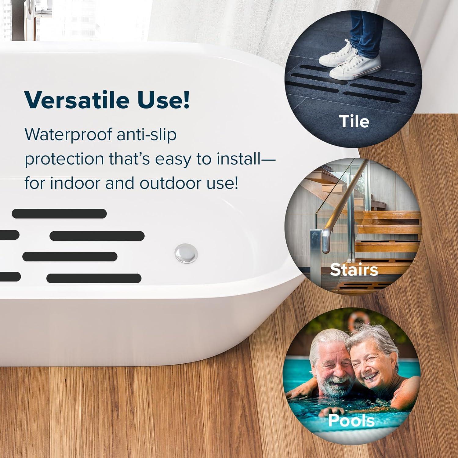 Tiras Antideslizantes Adhesivas SlipX Solutions 12 Pzas 19.05x1.91cm Negro