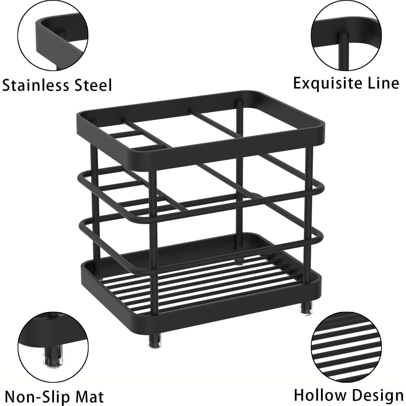 Soporte para Cepillos de Dientes WHALCHI Acero Inoxidable Negro