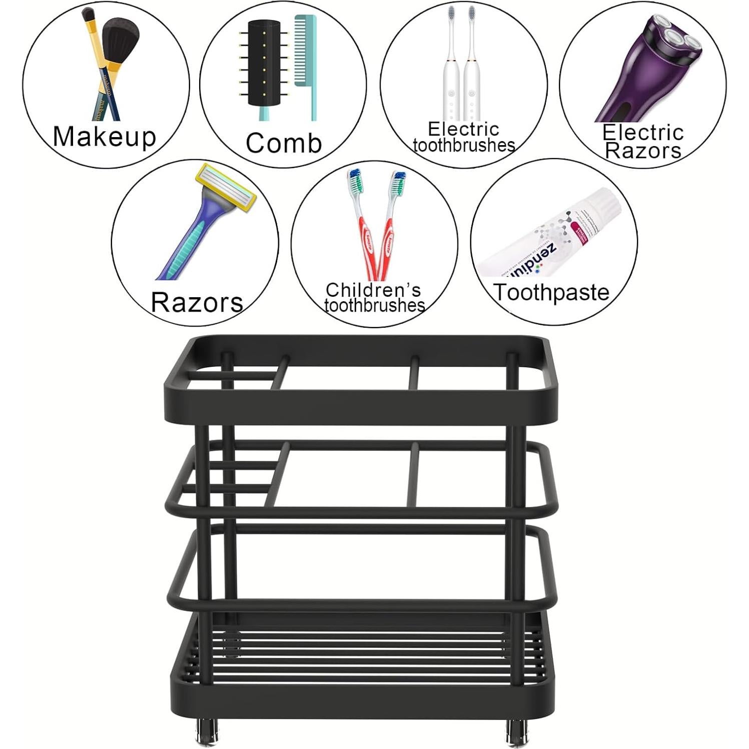 Soporte para Cepillos de Dientes WHALCHI Acero Inoxidable Negro