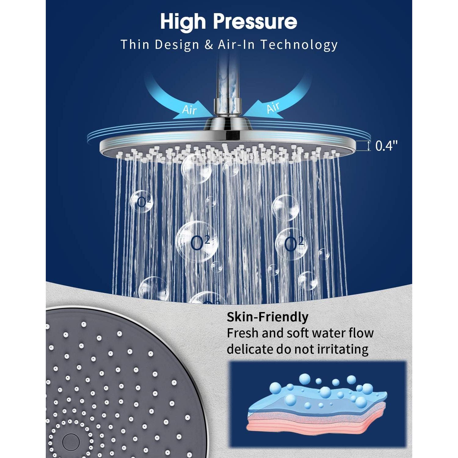 Cabezal de Ducha Grande VMASSTONE 22.86 cm Alta Presión Cromo