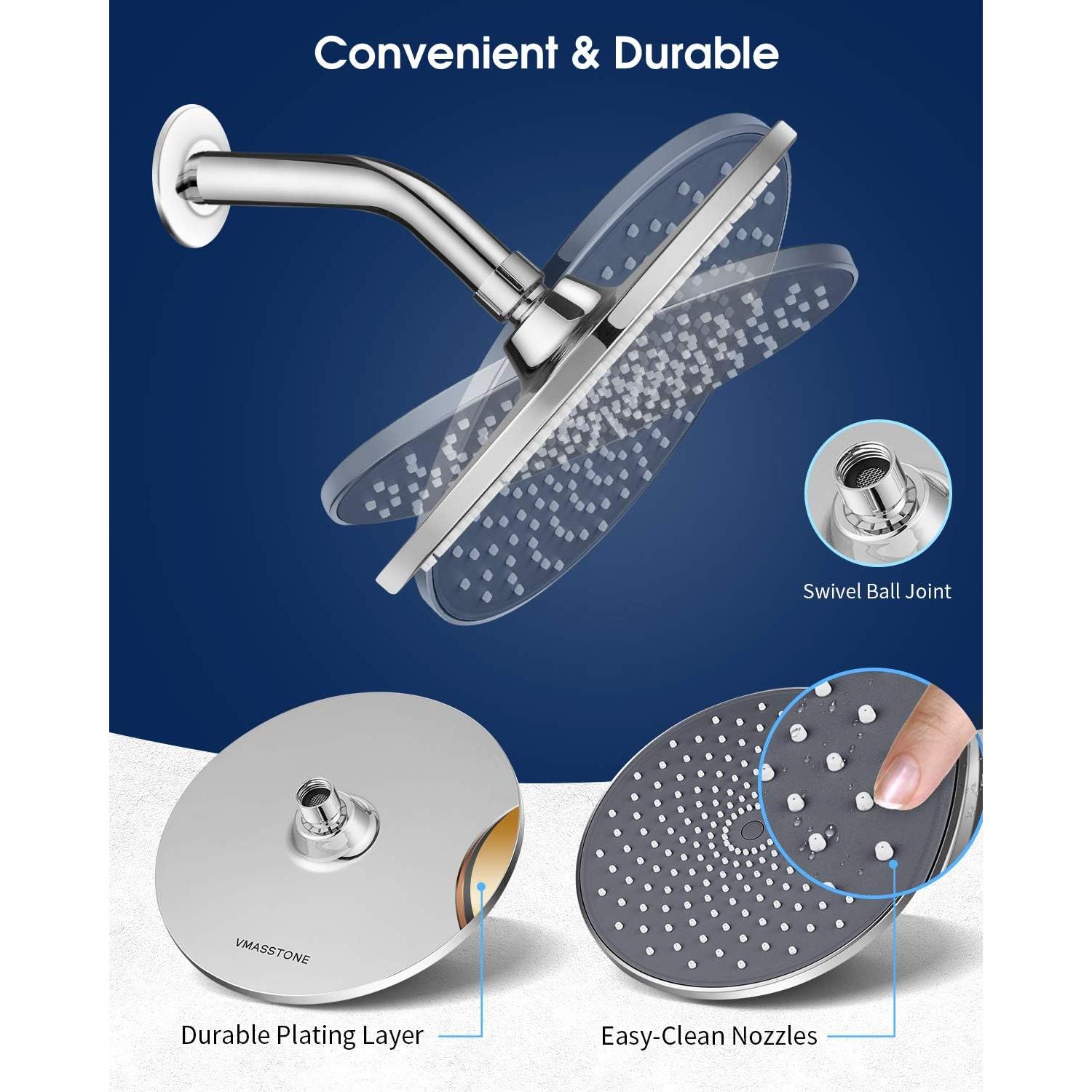 Cabezal de Ducha Grande VMASSTONE 22.86 cm Alta Presión Cromo