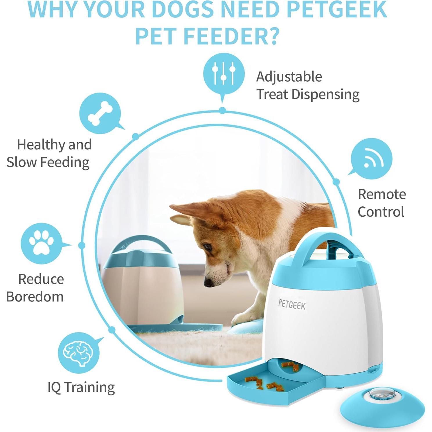 Dispensador de Golosinas Automático para Perros PETGEEK Azul