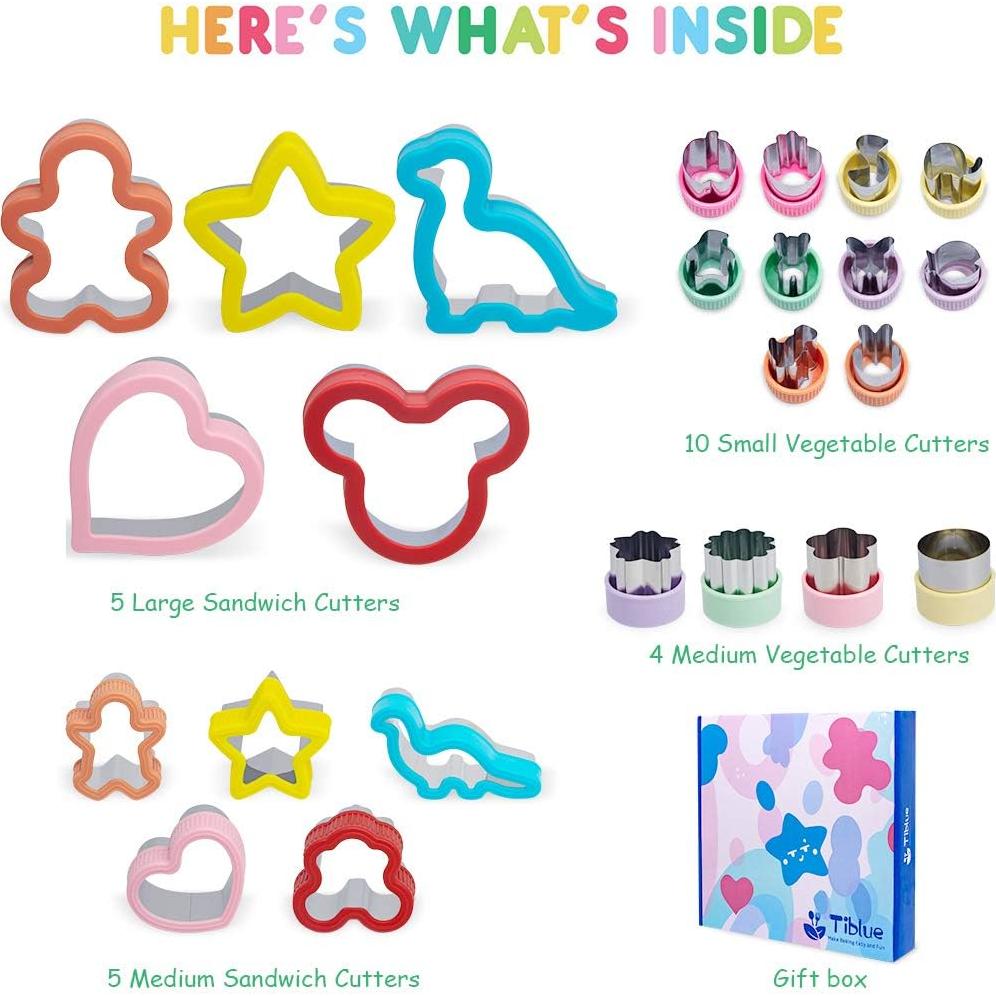 Juego de Cortadores de Sándwich Tiblue 24 Piezas Acero Inoxidable