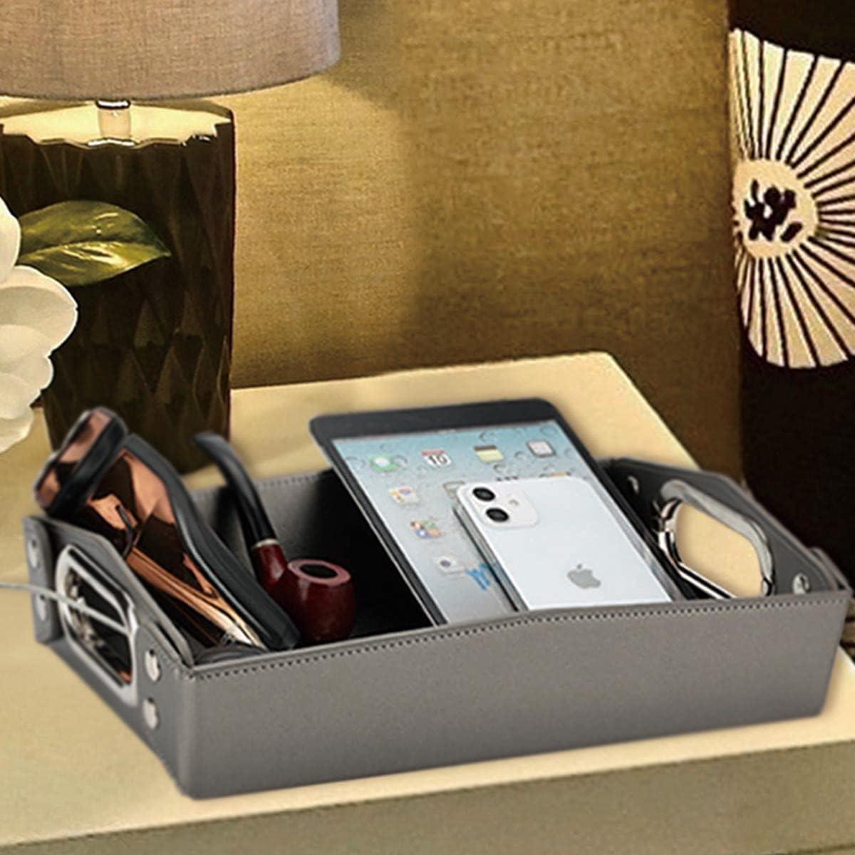 Bandeja de Valet LISRSC de Cuero Sintético Color Pistola 43.8x33 cm