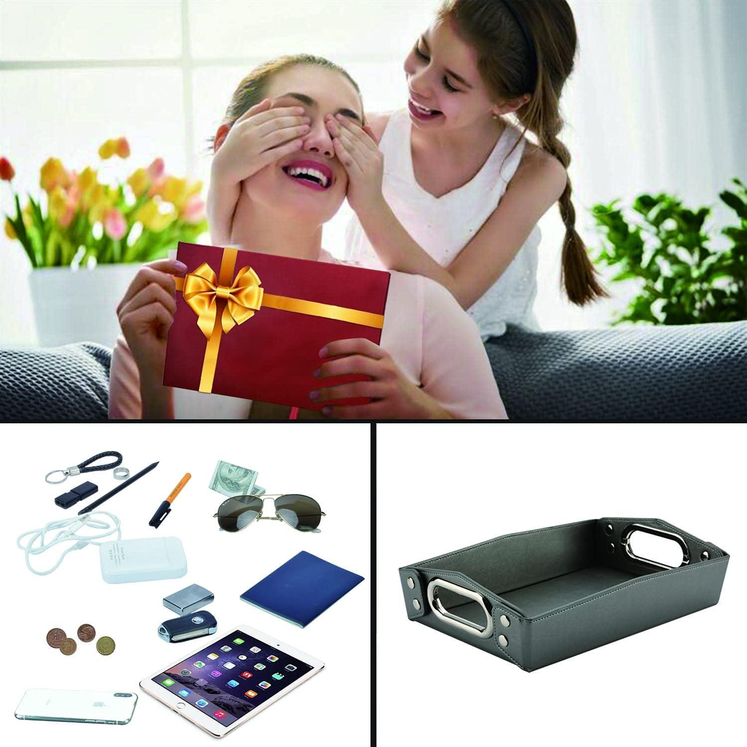 Bandeja de Valet LISRSC de Cuero Sintético Color Pistola 43.8x33 cm