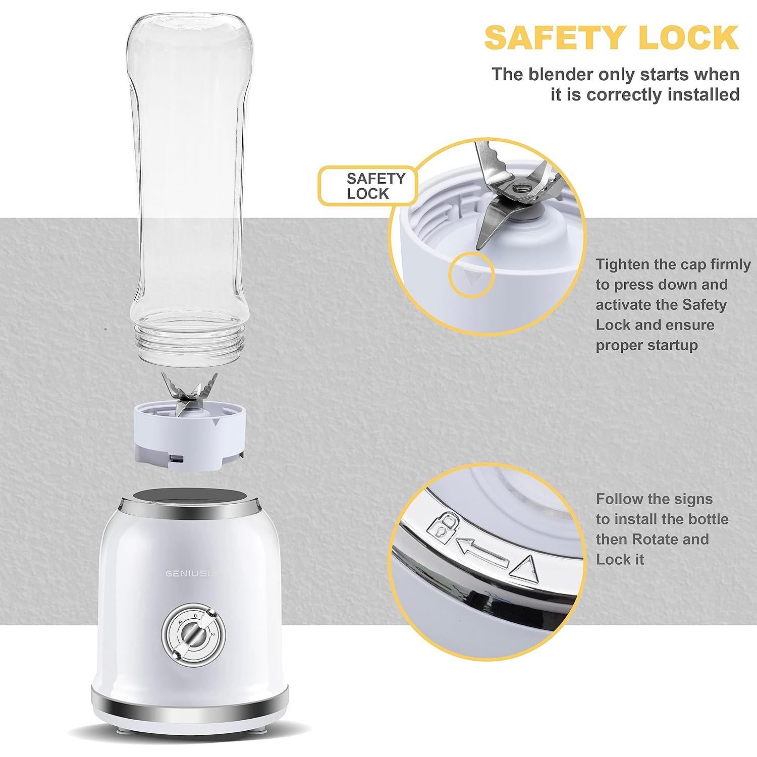 Batidora Personal GENIUSLIX 600ml Portátil 300W 2 Velocidades