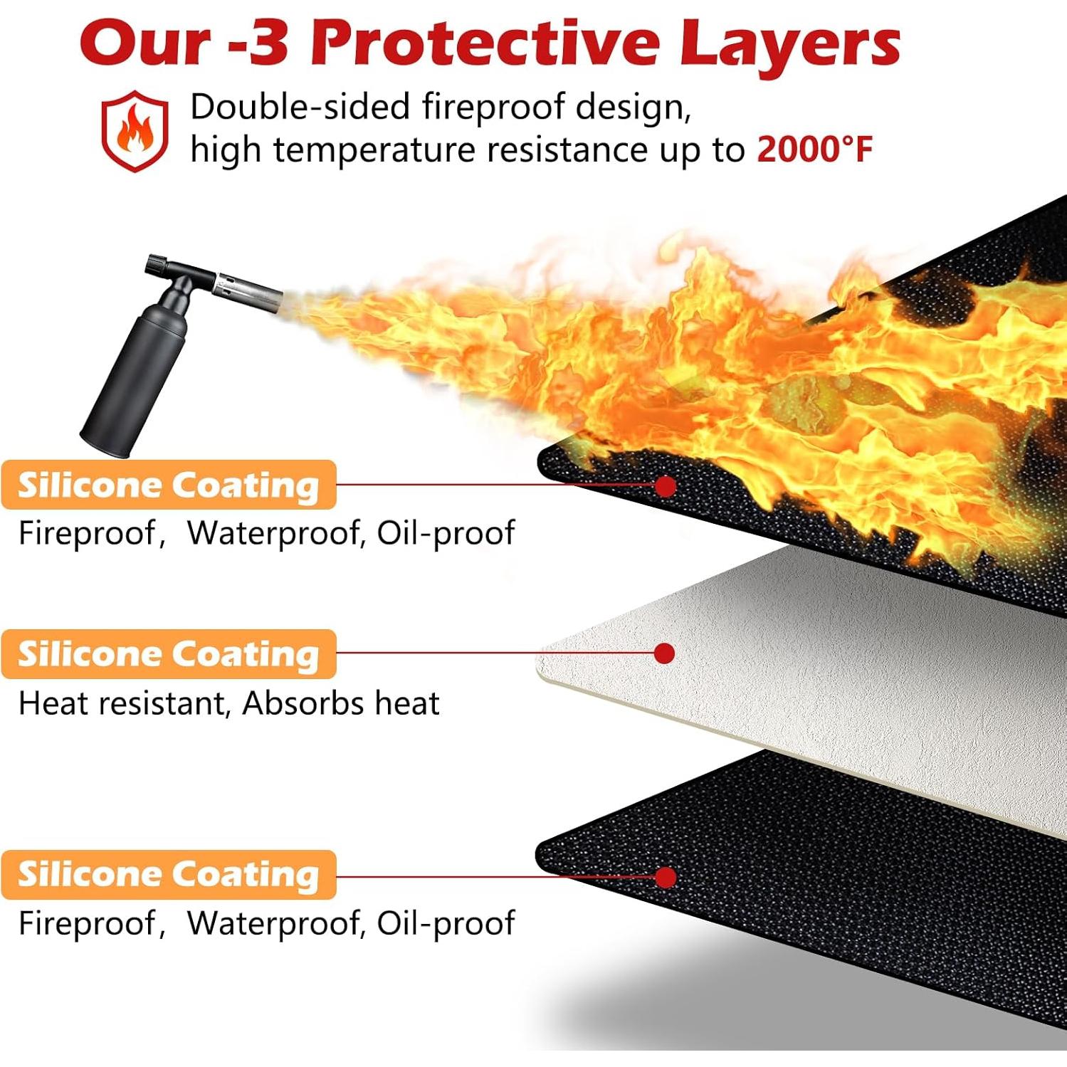 Mats de Parrilla Demiwise 121.92x91.44 cm Impermeable y a Prueba de Fuego