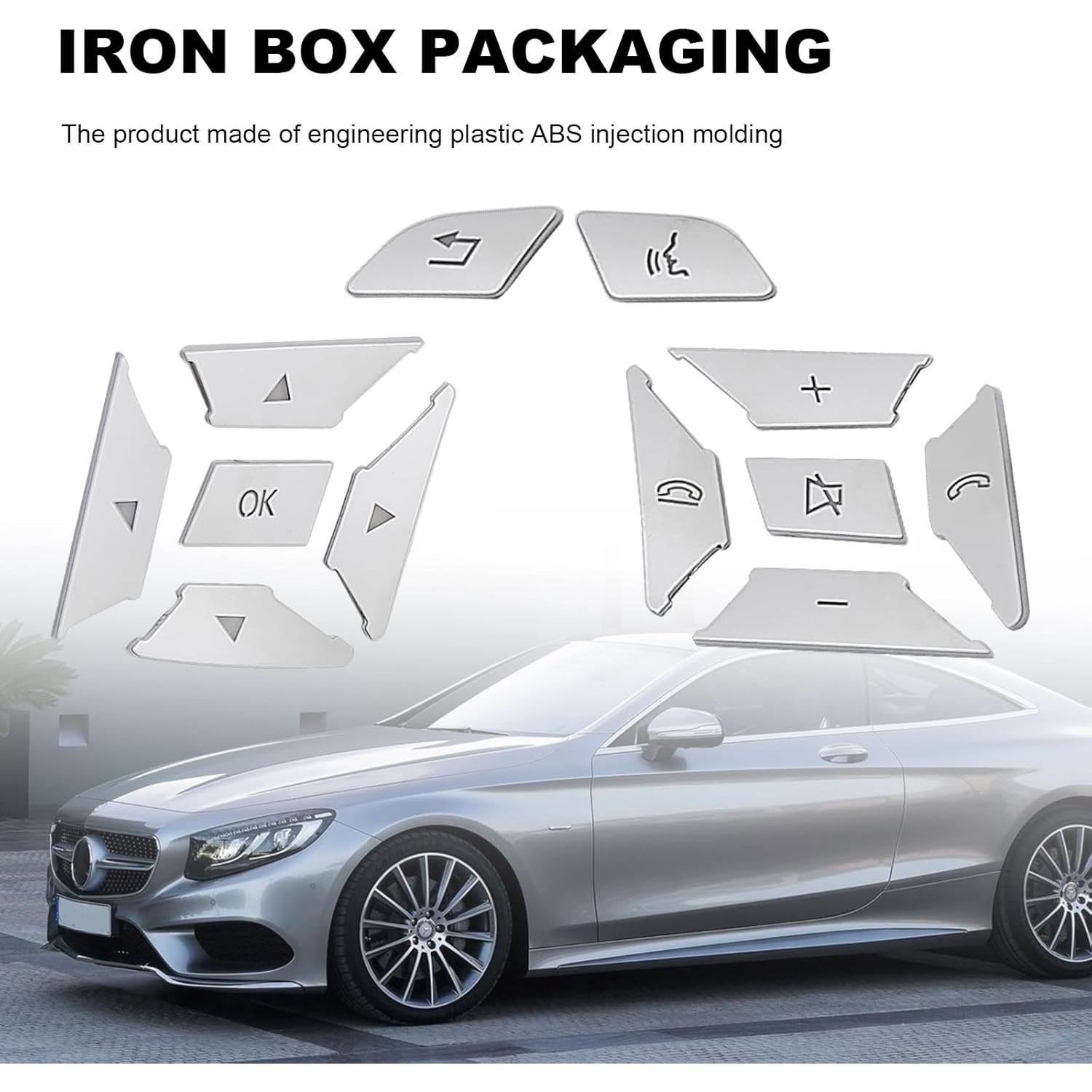 12 Piezas Sticker Botón Volante Aynaxcol Plateado para Mercedes