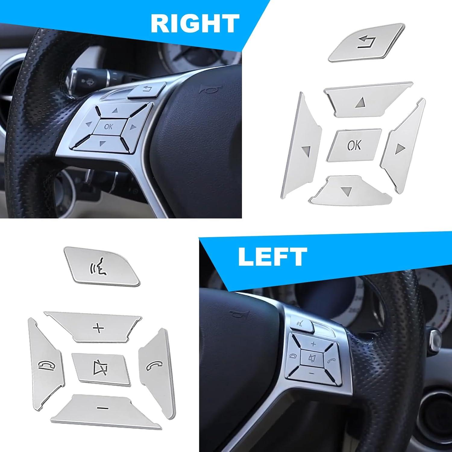 12 Piezas Sticker Botón Volante Aynaxcol Plateado para Mercedes