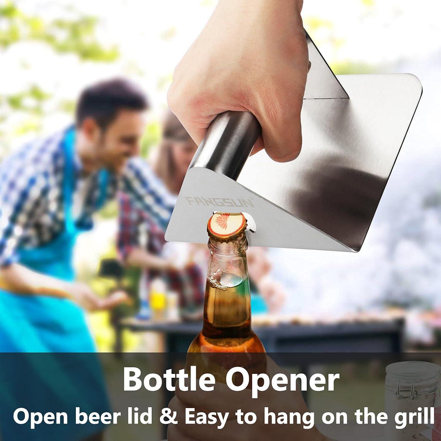 Aplastador de Hamburguesas FANGSUN 14 cm Acero Inoxidable 2 en 1