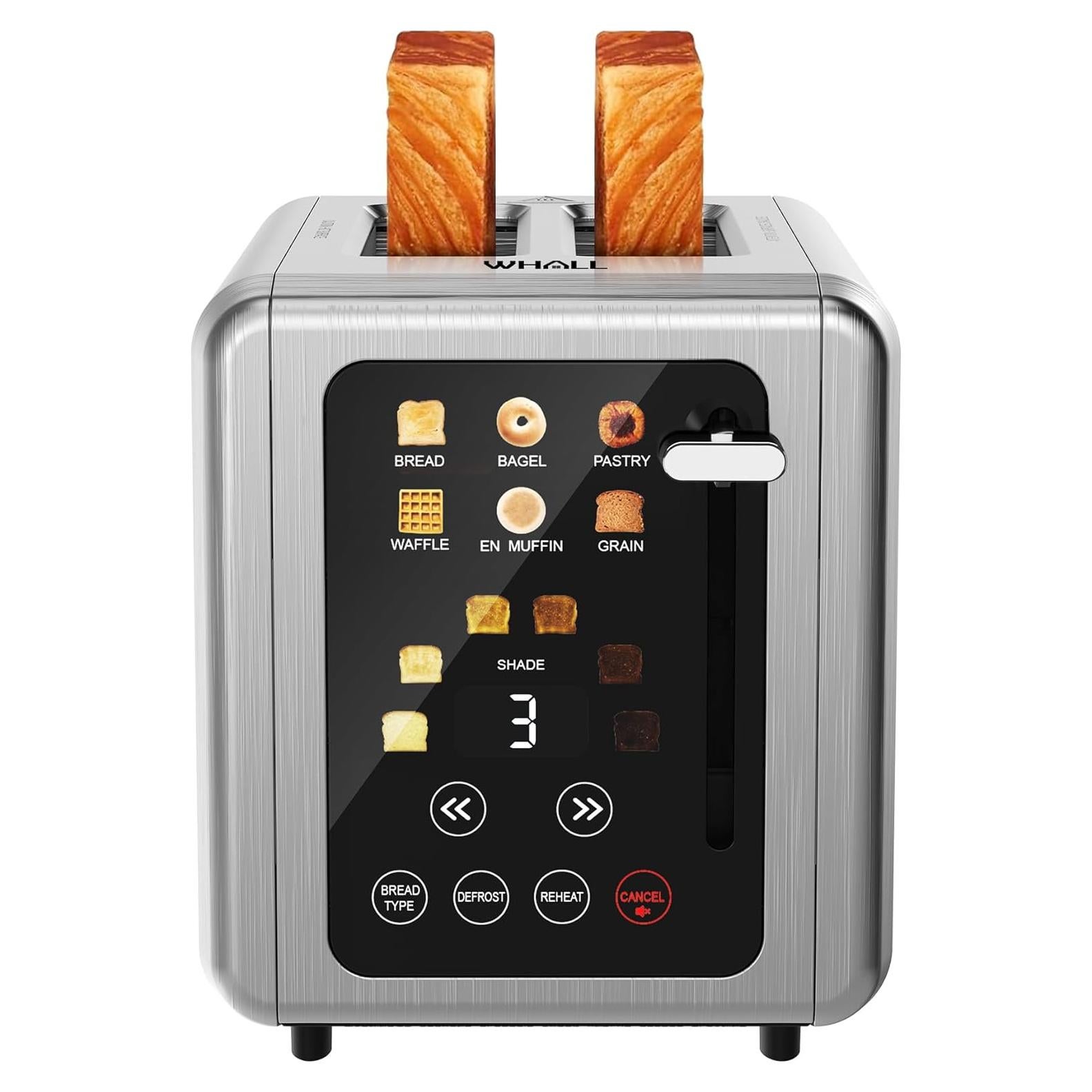 Tostadora WHALL de 2 Rebanadas Acero Inoxidable Plata
