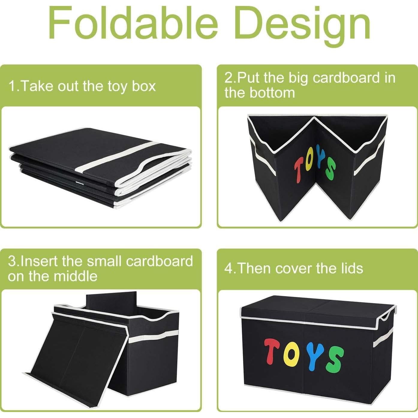 Caja de Juguetes Plegable YOLOXO Negra 68x35x40 cm 40 kg