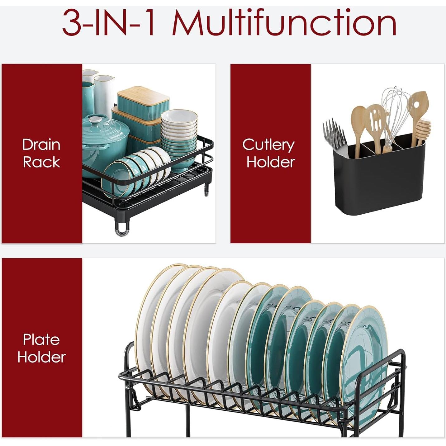 Escurridor de Platos Sakugi Acero Inoxidable 2 Niveles Negro