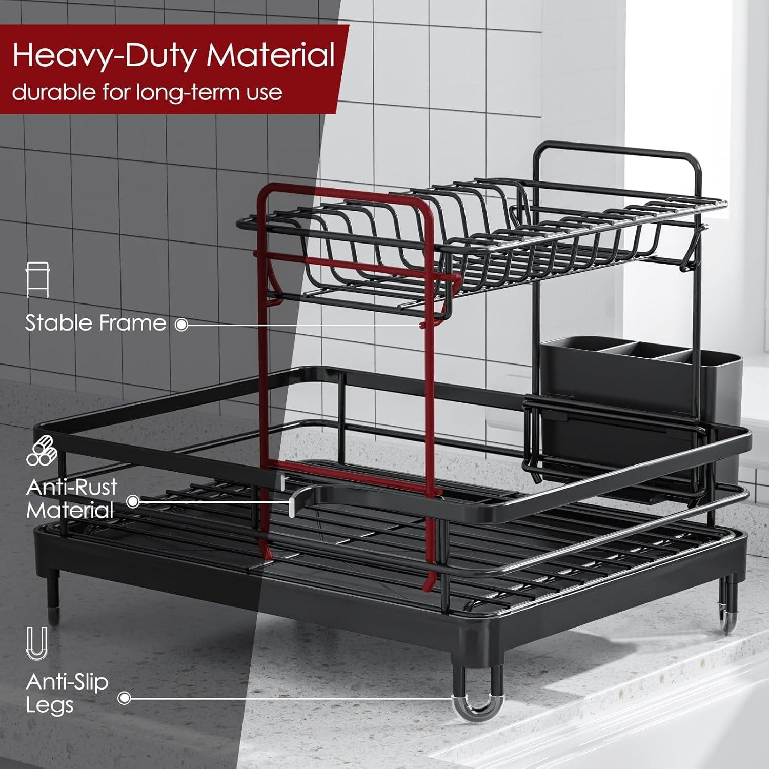 Escurridor de Platos Sakugi Acero Inoxidable 2 Niveles Negro