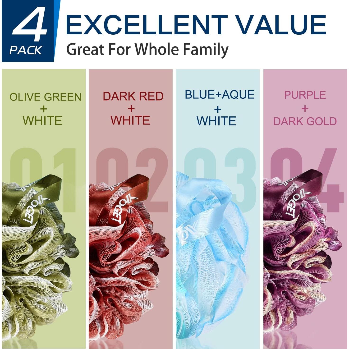 Esponjas de Baño Lufa Yoget 4 Pack Colores Mixtos 60g