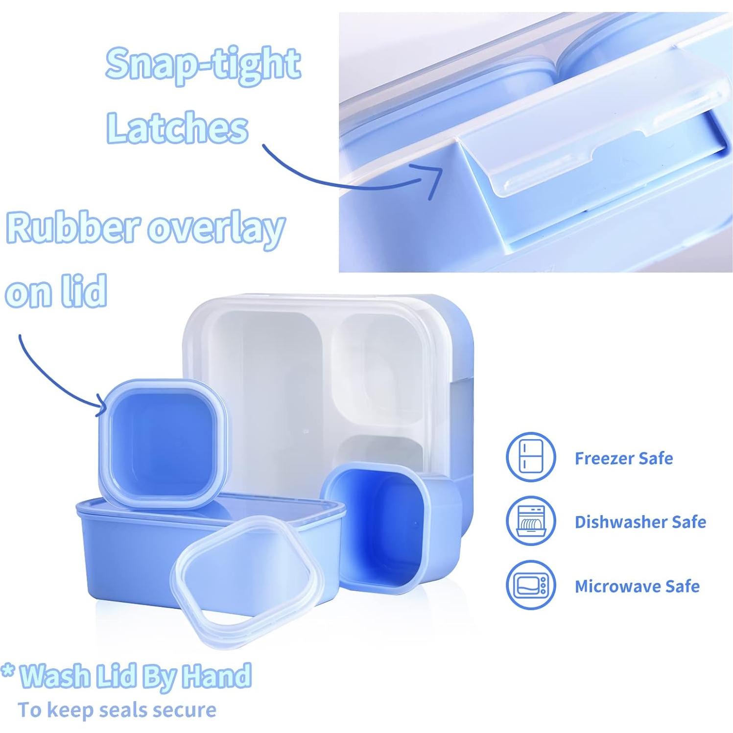 Genteen Caja de Almuerzo para Niños Azul 3 Compartimentos