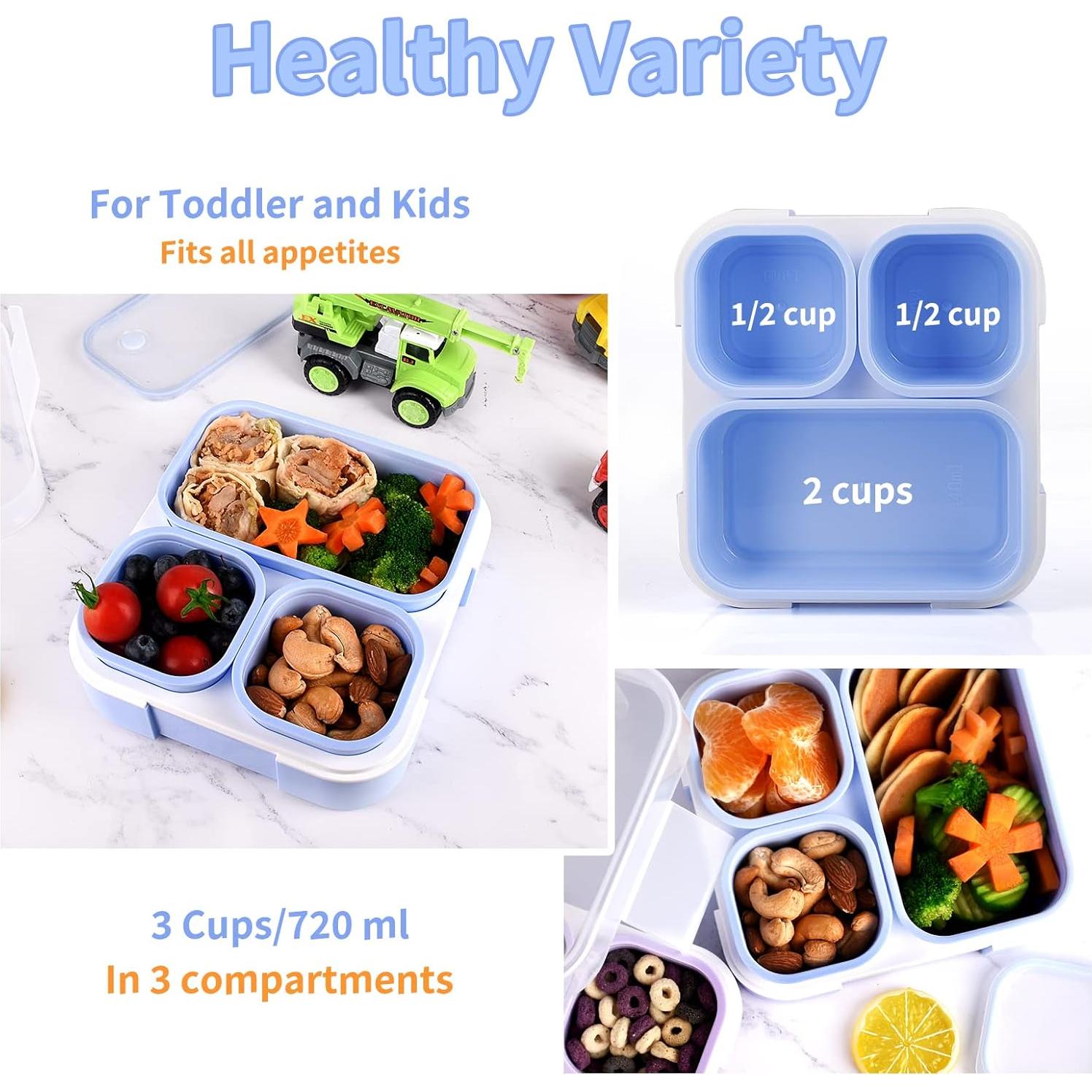 Genteen Caja de Almuerzo para Niños Azul 3 Compartimentos