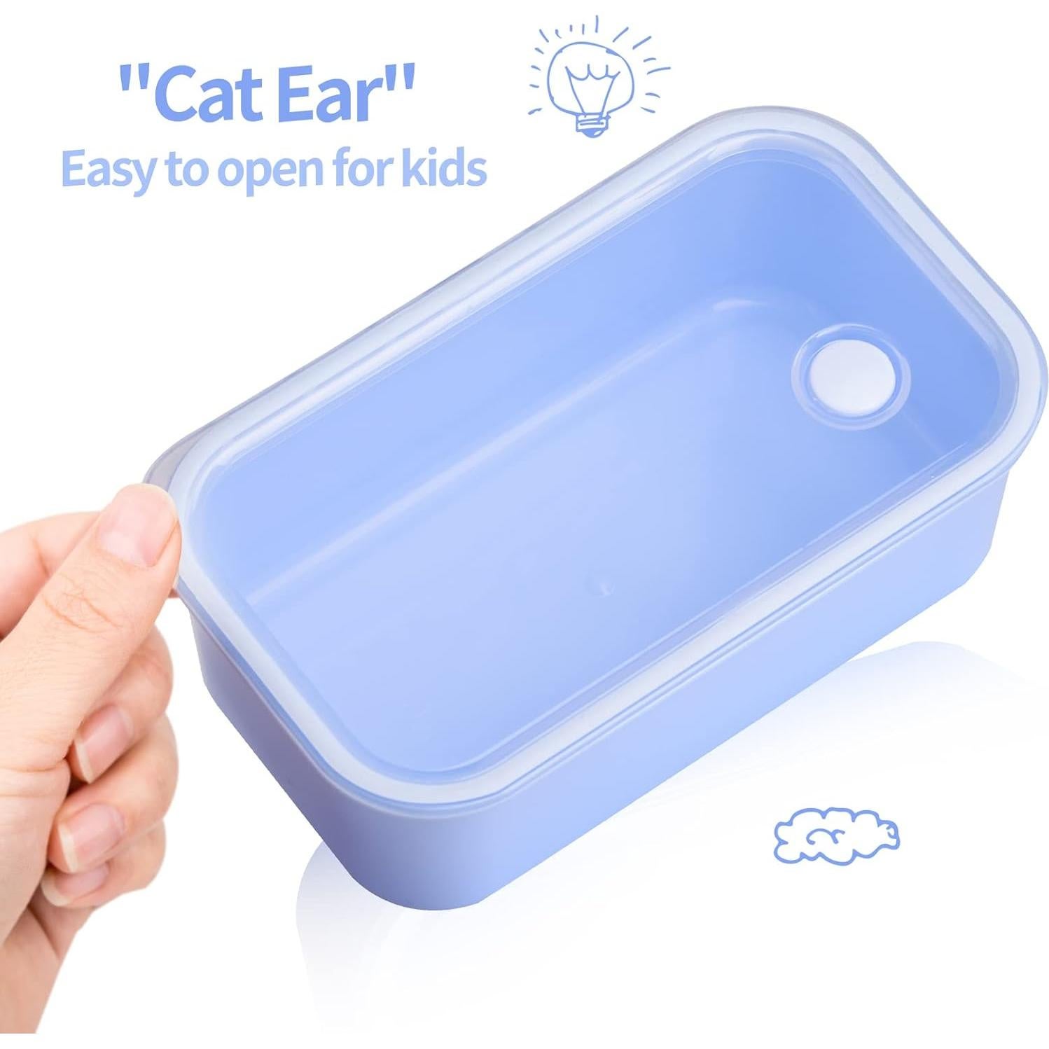 Genteen Caja de Almuerzo para Niños Azul 3 Compartimentos